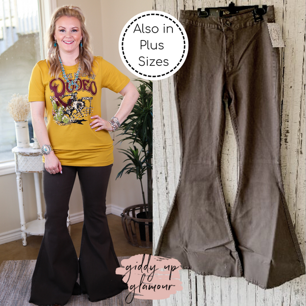 L&B | Here's The Deal Super Flare High Rise Bell Bottom Jeans in Olive Green