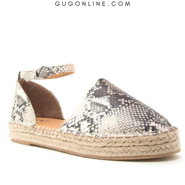 Last Chance Size 6 & 6.5 | Sequoia Scalloped Edge Espadrille Flats in Snake