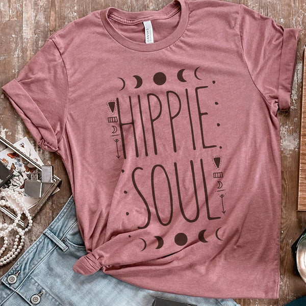 Hippie Soul Short Sleeve Graphic Tee in Mauve