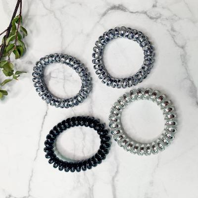 Set of Four | Hold On Tight Spiral Scrunchies in Snow Leopard