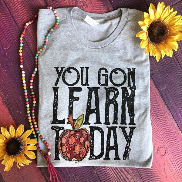 You Gon Learn Today Short Sleeve Graphic Tee in Grey