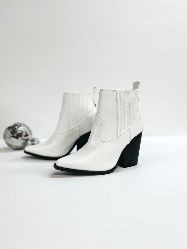 Still Strutting Heeled Ankle Booties in White