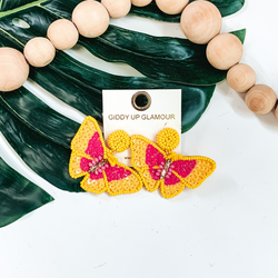Beautiful as a Butterfly Earrings in Yellow/Pink