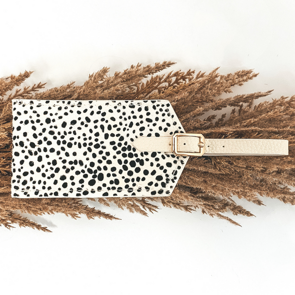 Ivory Luggage Tag with Dotted Print