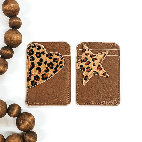 Living in Style Heart ID Holder in Brown/Leopard Print