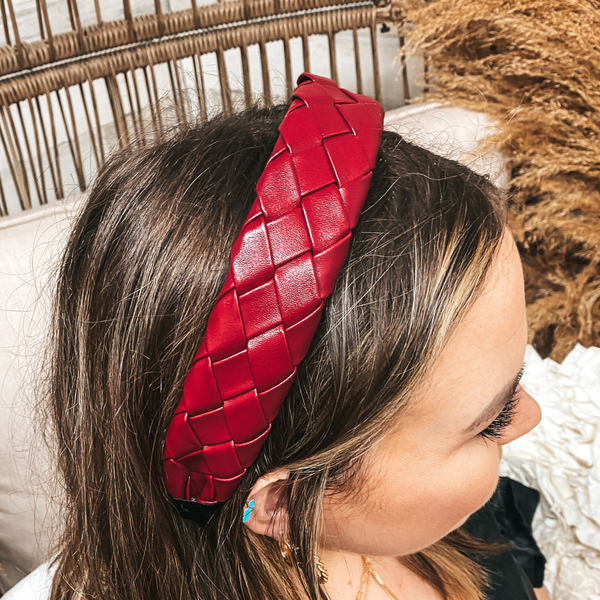 Basket Weave Headband in Red
