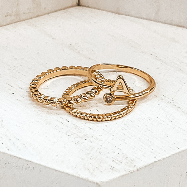 Initial Ring Set in Gold Tone