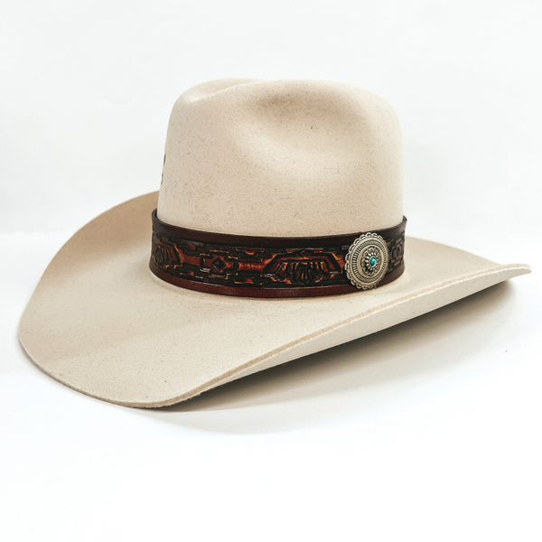 Charlie 1 Horse | Chief Wool Felt Hat with Leather Tooled Band and Silver Concho in Bone