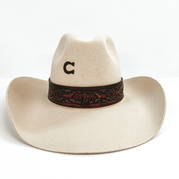 Charlie 1 Horse | Chief Wool Felt Hat with Leather Tooled Band and Silver Concho in Bone