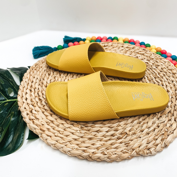 Corky's | Backyard Leather Slide On Sandals in Yellow