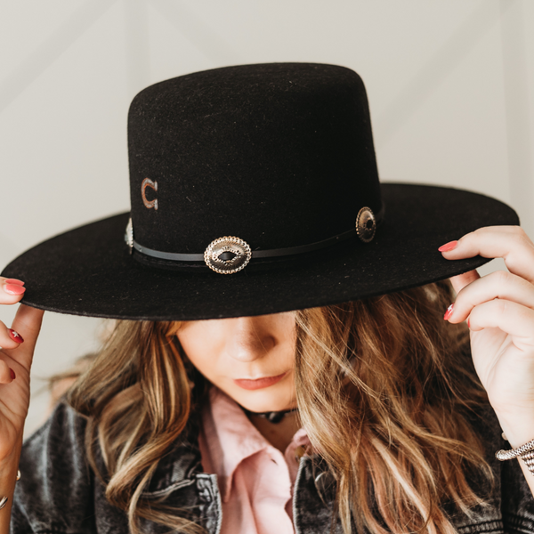 Charlie 1 Horse | Stage Coach Wool Felt Hat with Silver Concho Band in Black
