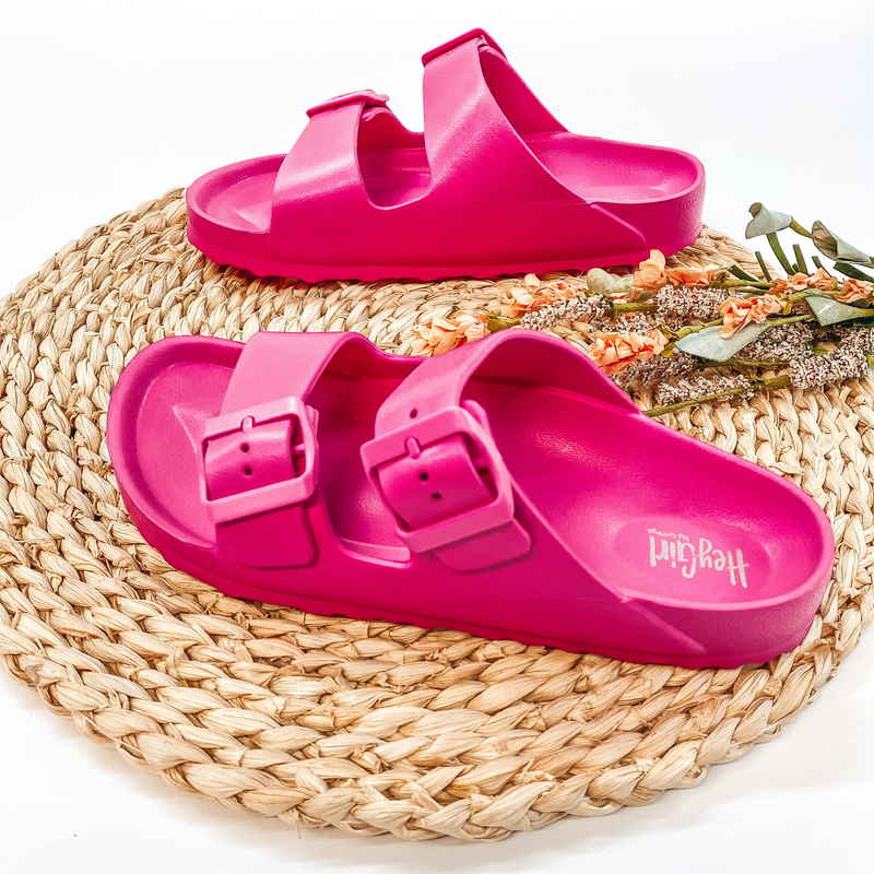 Corky's | Waterslide Two Strap Slide On Rubber Sandals in Pink