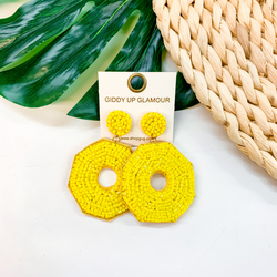 Colada Crush Seed Bead Circle Earrings In Yellow