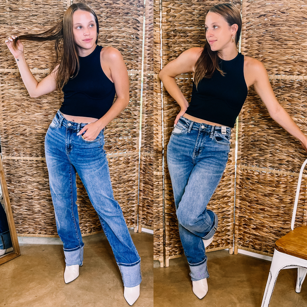 Judy Blue | Divine Timing Straight Leg Cuffed Jeans in Light Wash