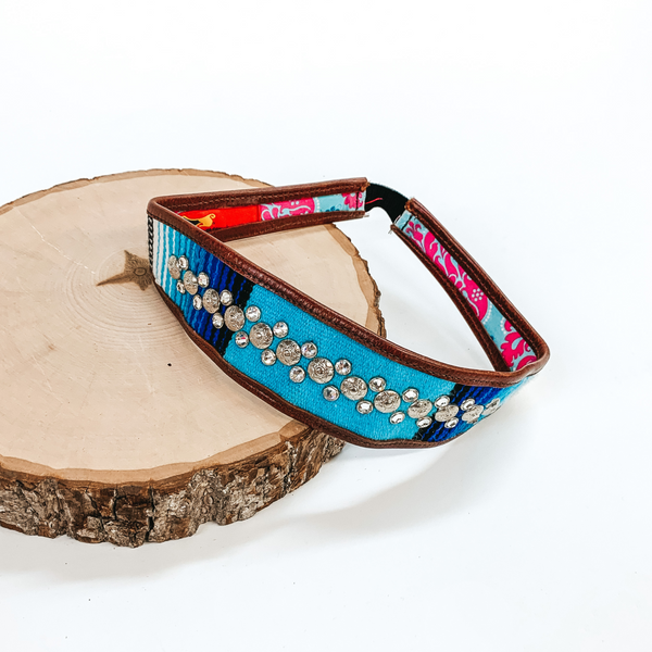 KurtMen Designs | Serape Headband with Clear Crystals and Silver Conchos
