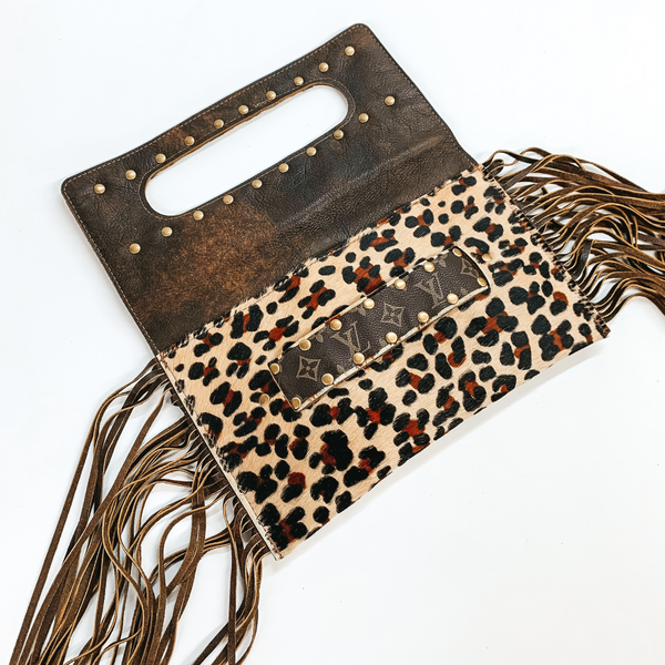 Keep It Gypsy | Sloan Leopard Print Clutch with Serape Design and Genuine Leather Fringe