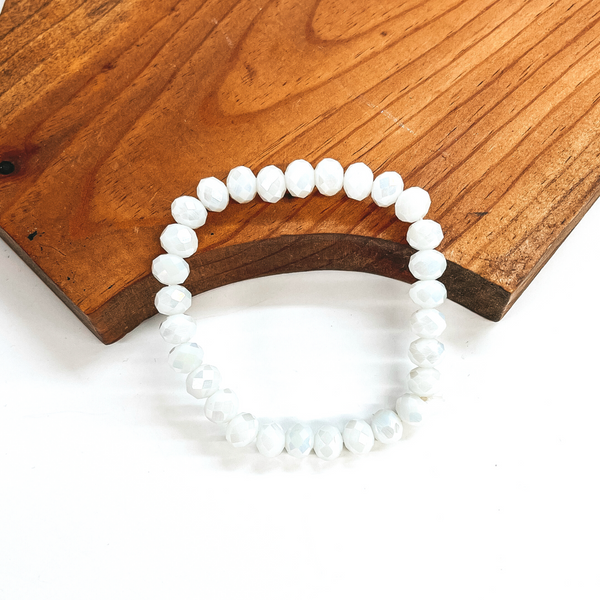 Buy 3 for $10 | Crystal Beaded Stacker Bracelet in Pearl AB