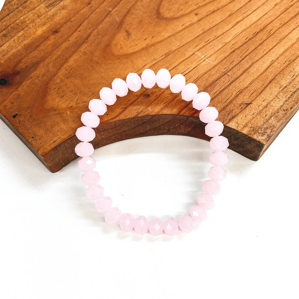 Buy 3 for $10 | Crystal Beaded Stacker Bracelet in Light Pink