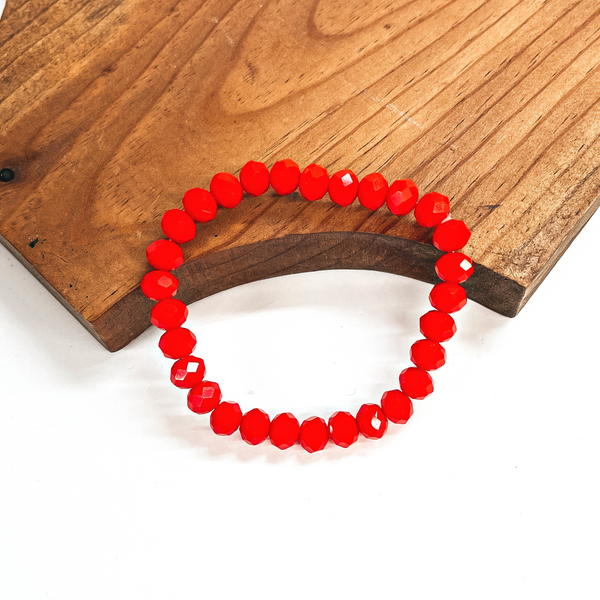 Buy 3 for $10 | Crystal Beaded Stacker Bracelet in Bright Red