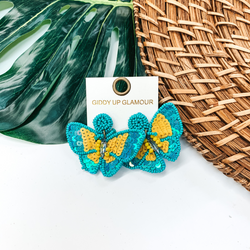 Beautiful as a Butterfly Earrings in Turquoise and Yellow