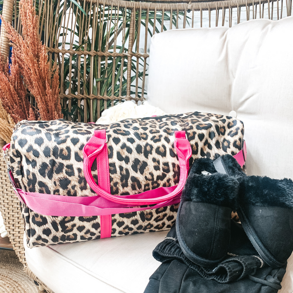 Star of the Sleepover Leopard Duffel Bag in Pink