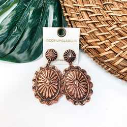 Oval Concho Post Earrings in Copper