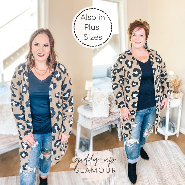 Keeping The Pace Large Leopard Print Cardigan in Taupe