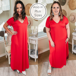 Simple Love Tee Shirt Maxi Dress in Red