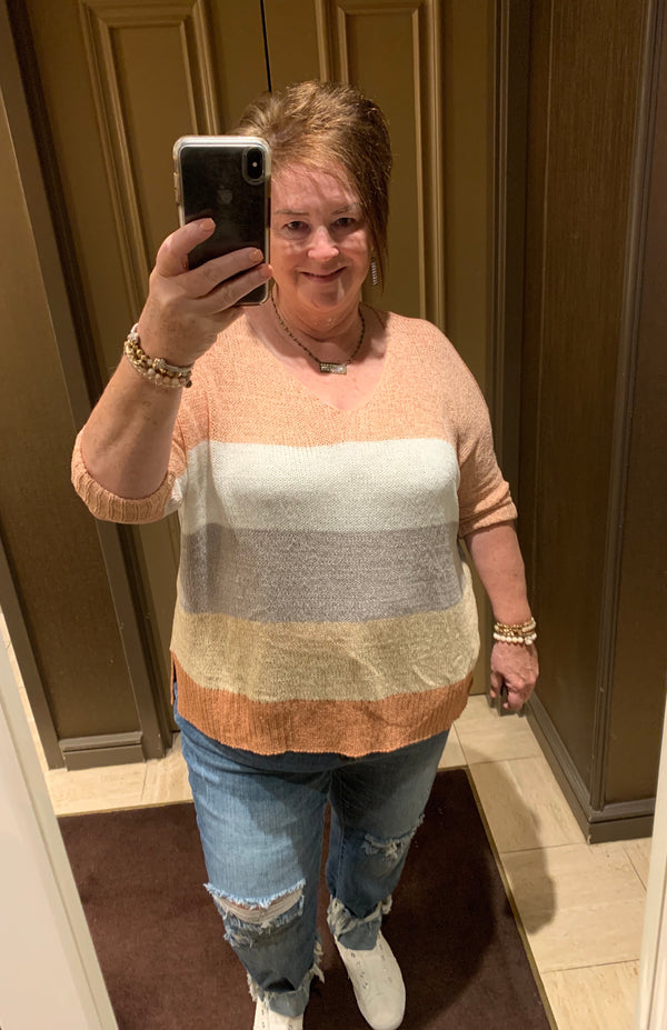 With All My Love Oversized Color Block Knit Sweater in Cinnamon