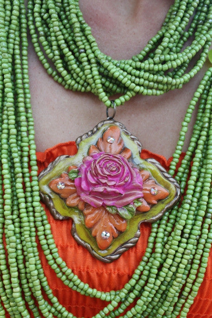 Southern Cross Pendent in Fuchsia Lime and Orange